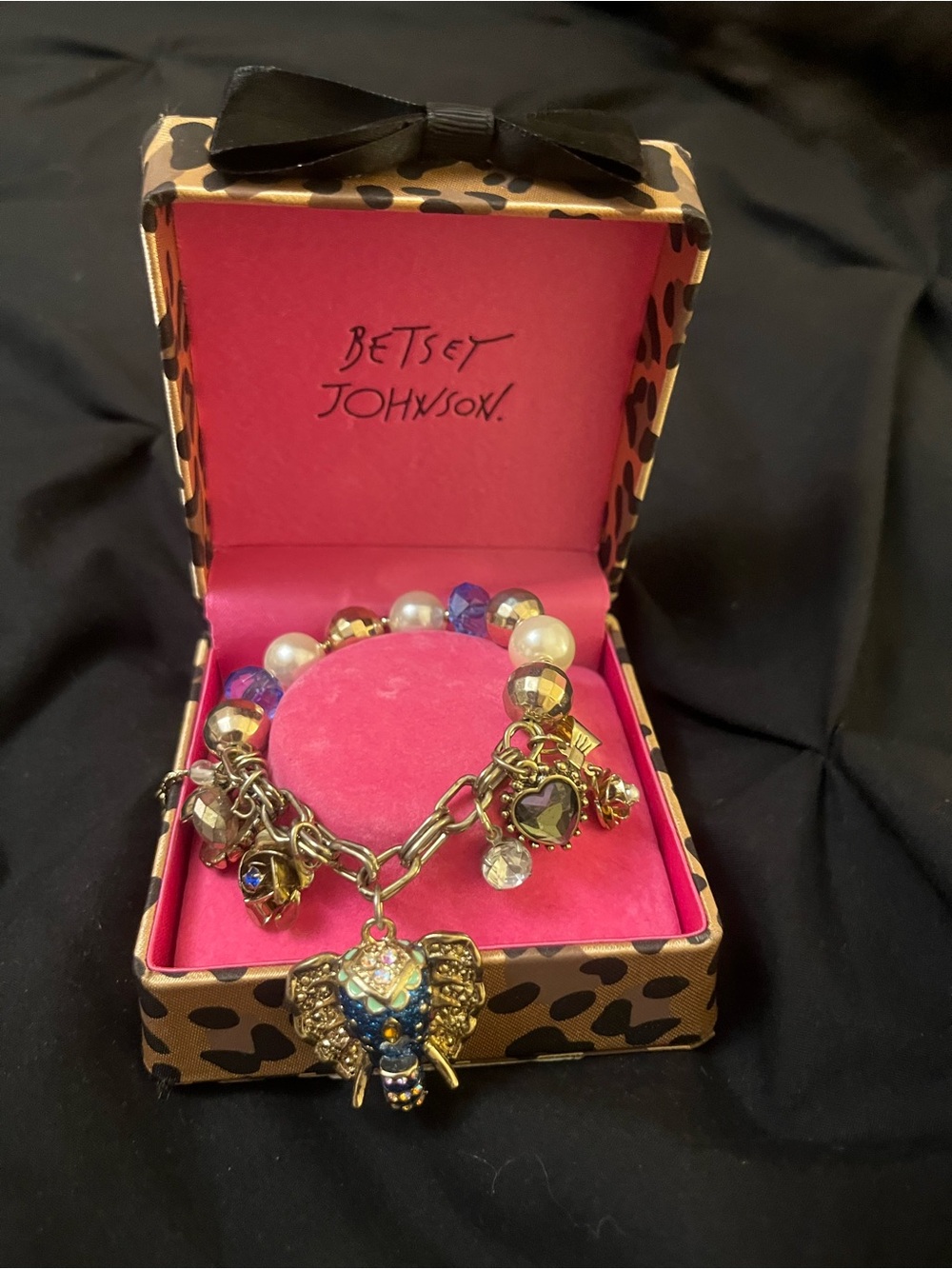 Betsey Johnson Blue & Gold Elephant Charm Bracelet